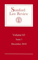 Cover for 'Stanford Law Review: Volume 63, Issue 1 - December 2010'