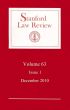 Stanford Law Review: Volume 63, Issue 1 - December 2010 by Stanford Law Review