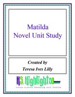 Cover for 'Matilda Novel Unit Study'