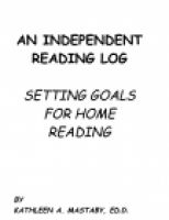 Cover for 'AN INDEPENDENT READING LOG - SETTING GOALS FOR HOME READING'