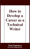Cover for 'How to Develop a Career as a Technical Writer'