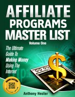 Cover for 'Affiliate Programs Master List Volume One'
