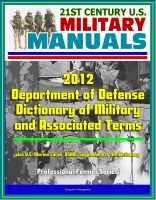 Cover for '21st Century U.S. Military Manuals: 2012 Department of Defense Dictionary of Military and Associated Terms, plus U.S. Marine Corps (USMC) Supplement to the Dictionary'