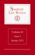 Stanford Law Review: Volume 63, Issue 2 - January 2011 by Stanford Law Review