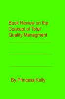 Cover for 'Book Review on the Concept of Total Quality Management'