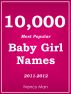 10,000 Most Popular Baby Girl Names, 2011-2012 by Nancy Man