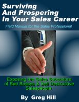 Cover for 'Surviving & Prospering in Your Sales Career - Field Manual for the Sales Professional.'