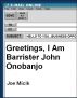 Greetings, I Am Barrister John Onobanjo by Joe Micik
