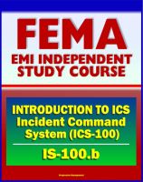 Cover for '21st Century FEMA Study Course: - Introduction to Incident Command System, ICS-100, National Incident Management System (NIMS), Command and Management (IS-100.b)'
