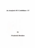 Cover for 'An Analysis Of I Corinthians 15'