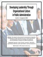 Cover for 'Developing Leadership through Organizational Culture in Public Administration'