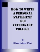 Cover for 'How to Write a Personal Statement for Veterinary College'