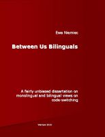 Cover for 'Between Us Bilinguals: a fairly unbiased dissertation on monolingual and bilingual views on code-switching'